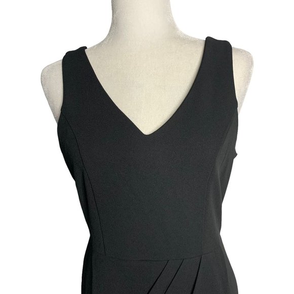 Missjoy Wrap Skirt Sheath Dress S Black V Neck Sleeveless Zip Pleated Draped - Picture 2 of 8